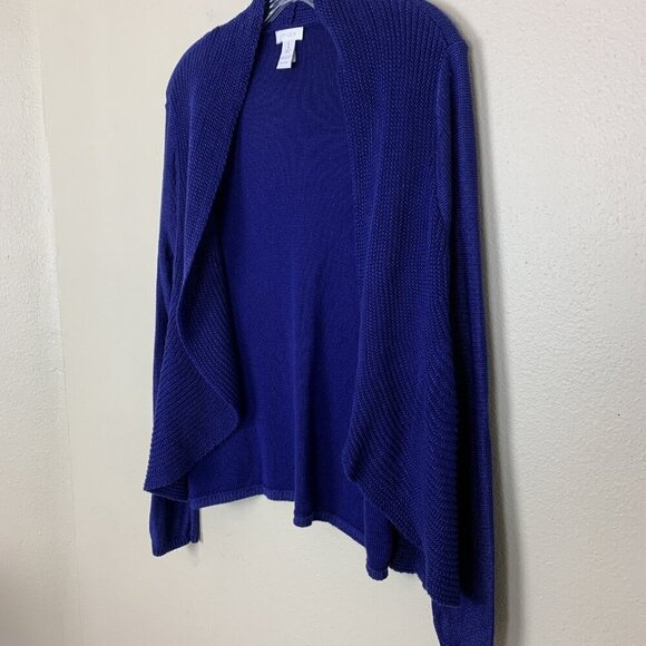 Chicos Womens 1 M Cardigan Sweater Open Front Spring Casual Office Blue Rayon - Picture 4 of 12